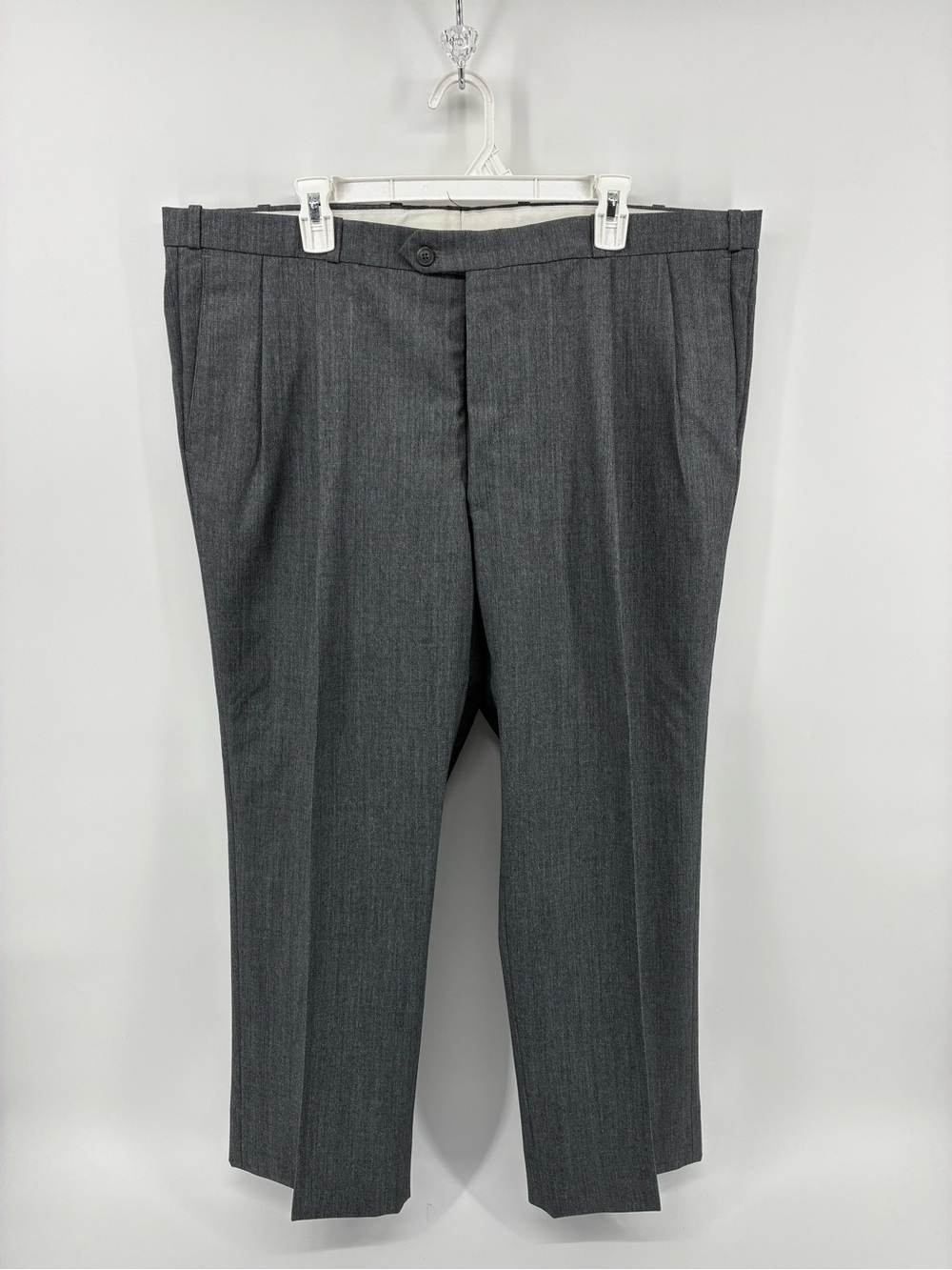 Pronto Uomo Wool Blend Front Crease Pleated Classic Gray Dress Pants
